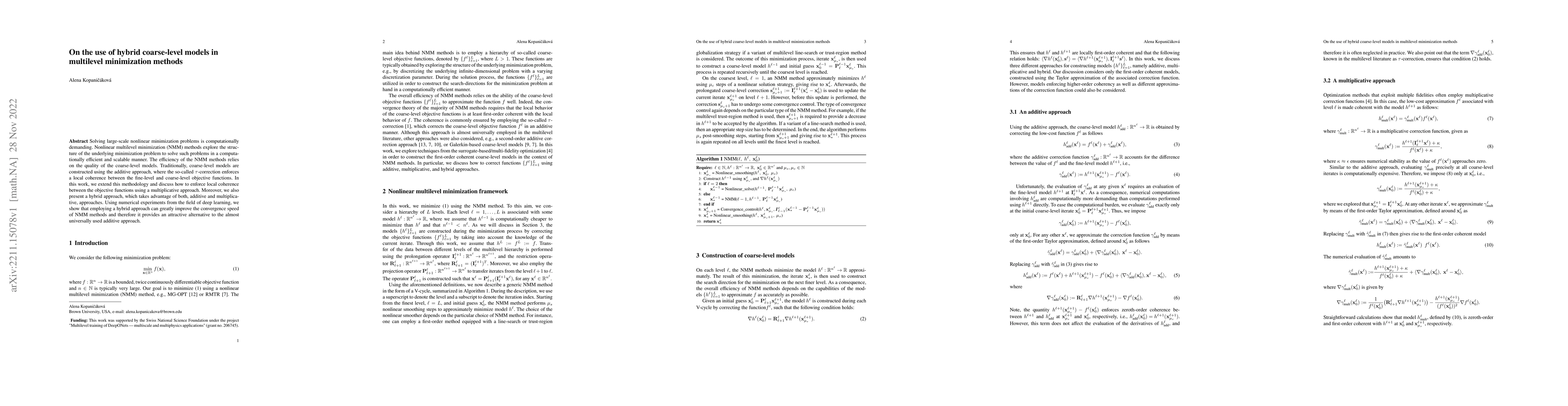 Thumbnail for On the use of hybrid coarse-level models in multilevel minimization
  methods