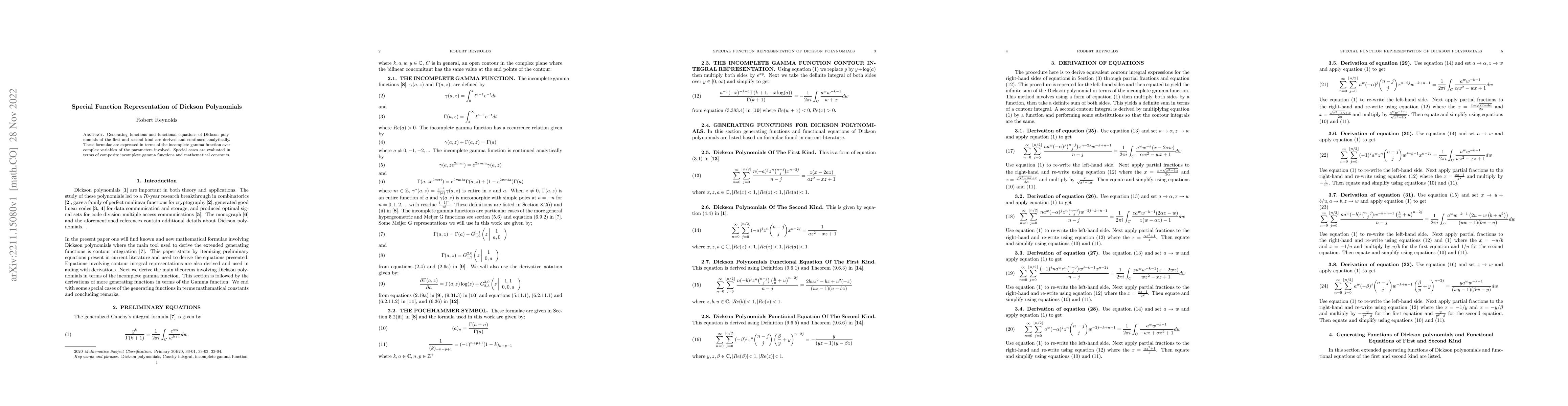Thumbnail for Special Function Representation Of Dickson Polynomials