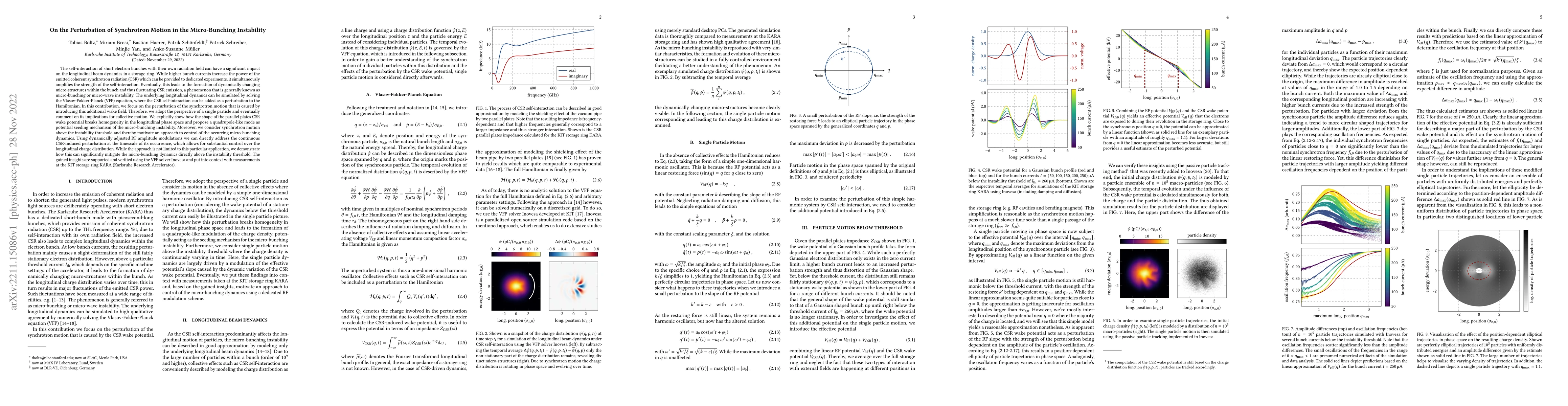 Thumbnail for On the Perturbation of Synchrotron Motion in the Micro-Bunching
  Instability