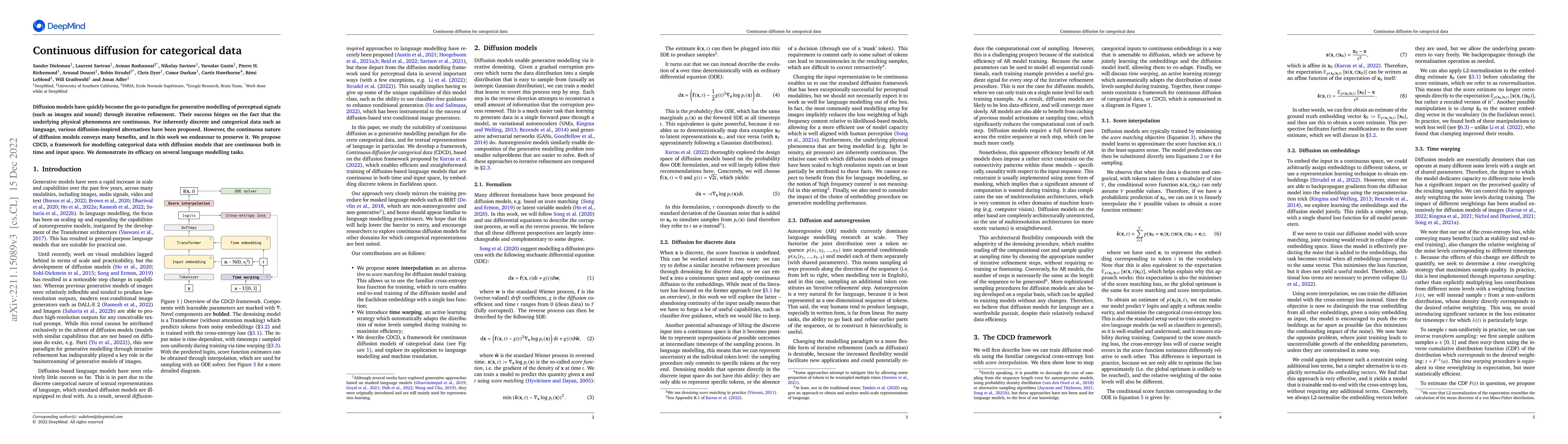 Thumbnail for Continuous diffusion for categorical data