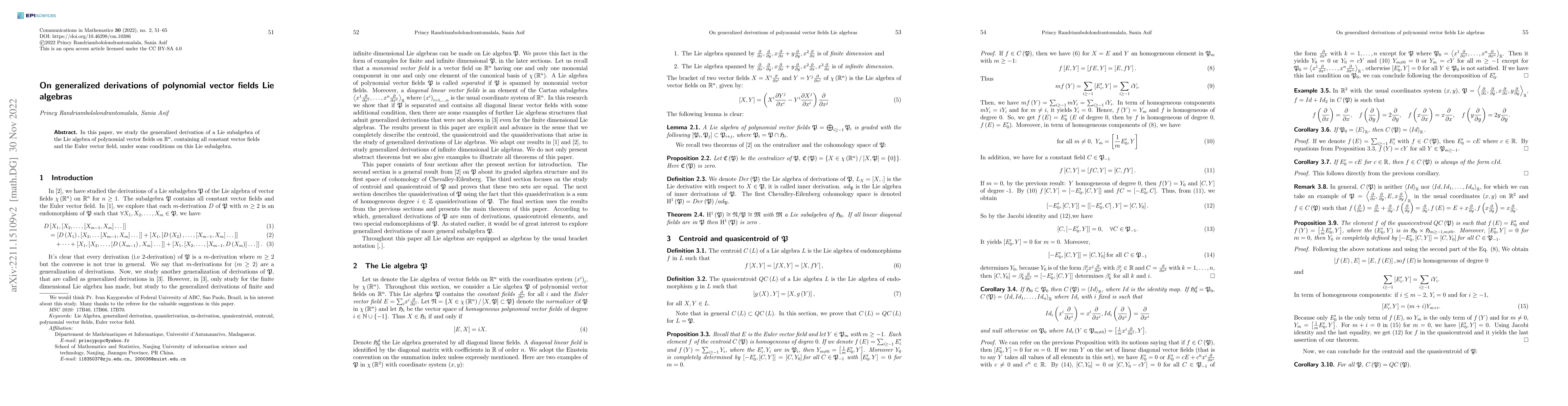 Thumbnail for On generalized derivations of polynomial vector fields Lie algebras