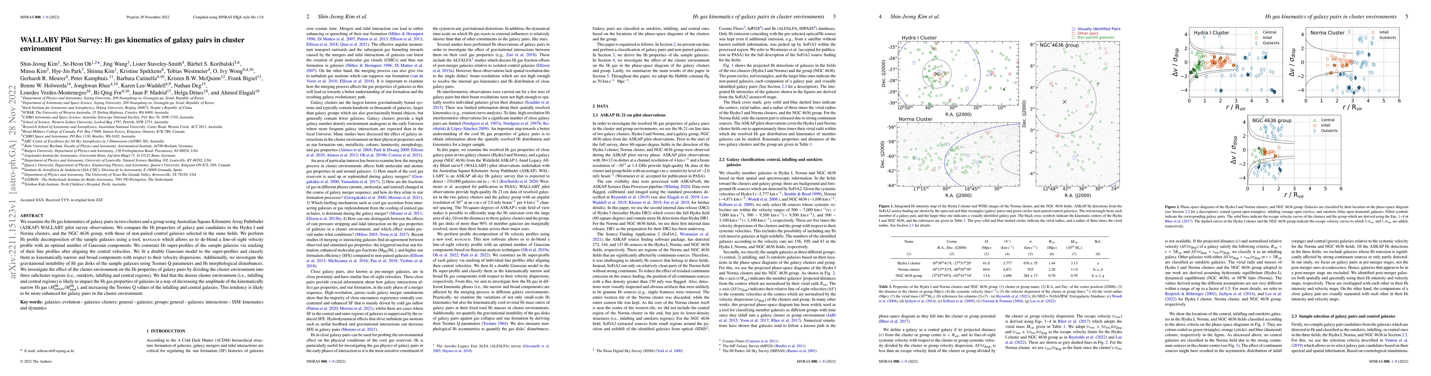 Thumbnail for WALLABY Pilot Survey: HI gas kinematics of galaxy pairs in cluster
  environment