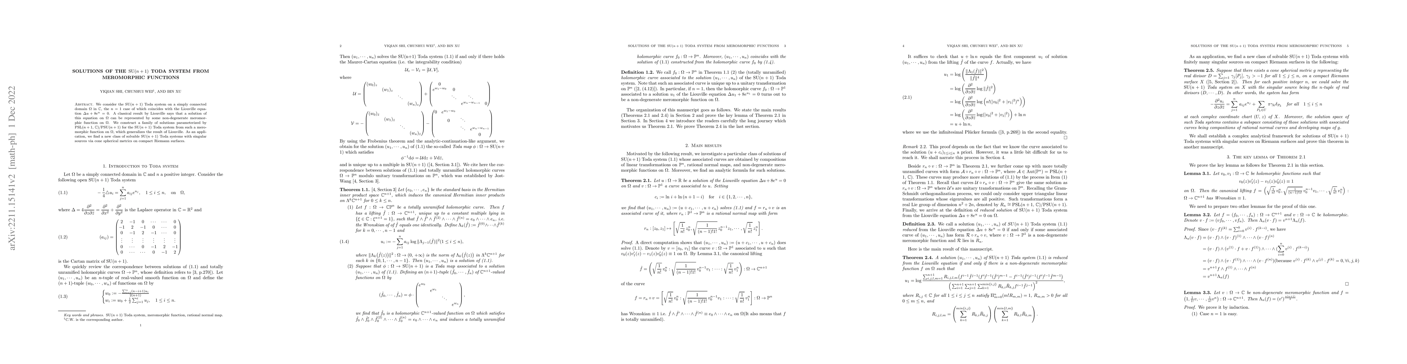 Thumbnail for Solutions of the ${\rm SU}(n+1)$ Toda system from meromorphic functions