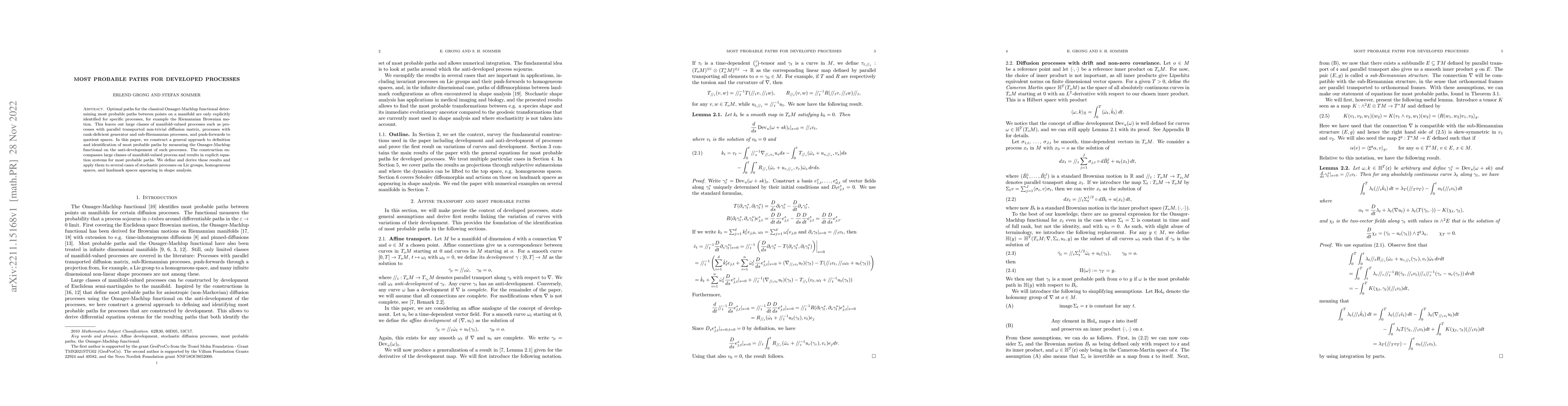 Thumbnail for Most probable paths for developed processes