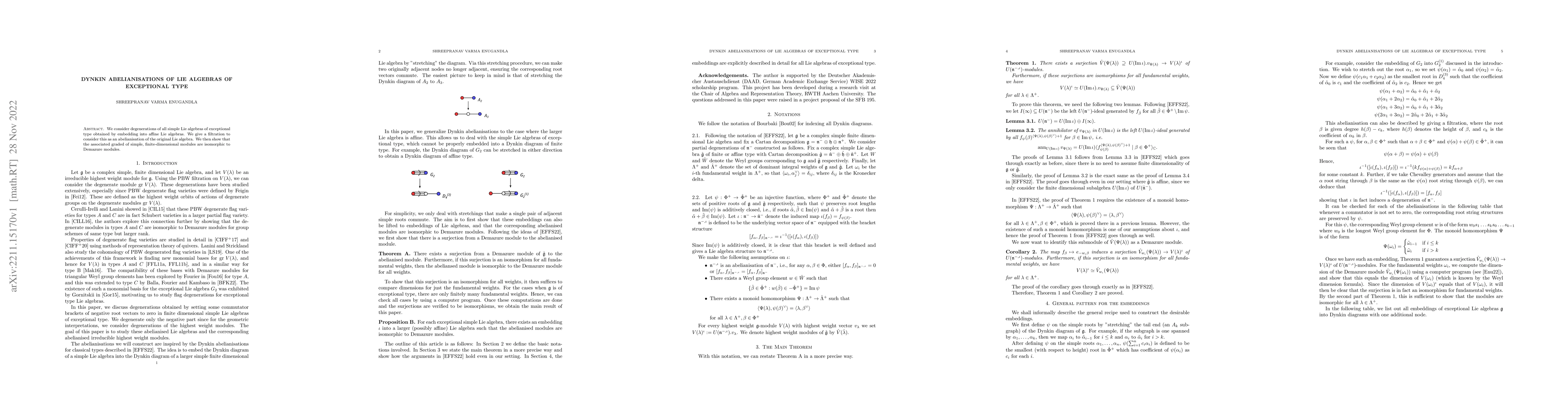 Thumbnail for Dynkin abelianisations of Lie algebras of exceptional type