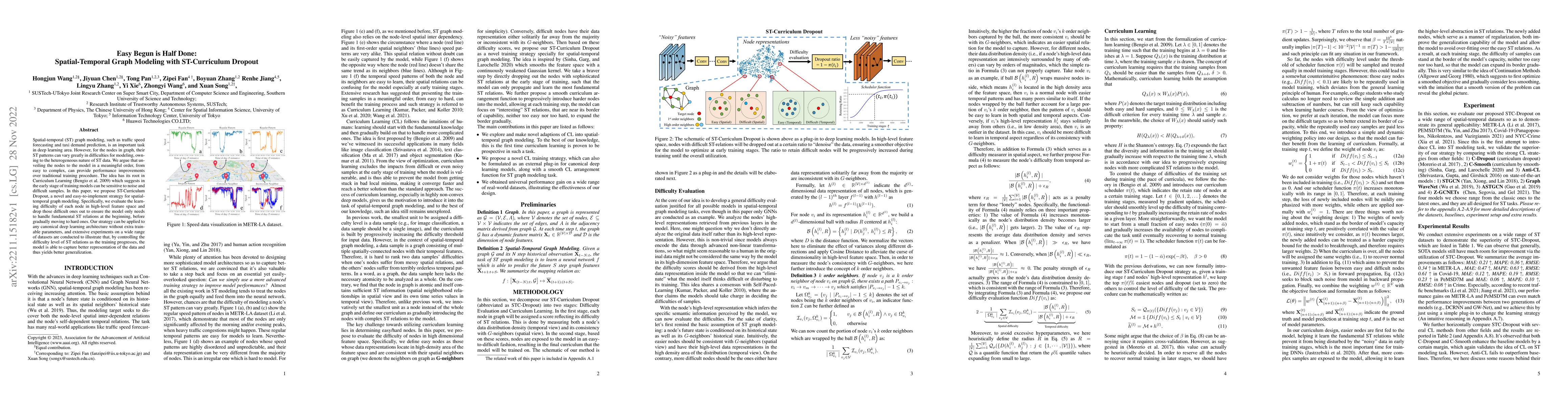 Thumbnail for Easy Begun is Half Done: Spatial-Temporal Graph Modeling with
  ST-Curriculum Dropout