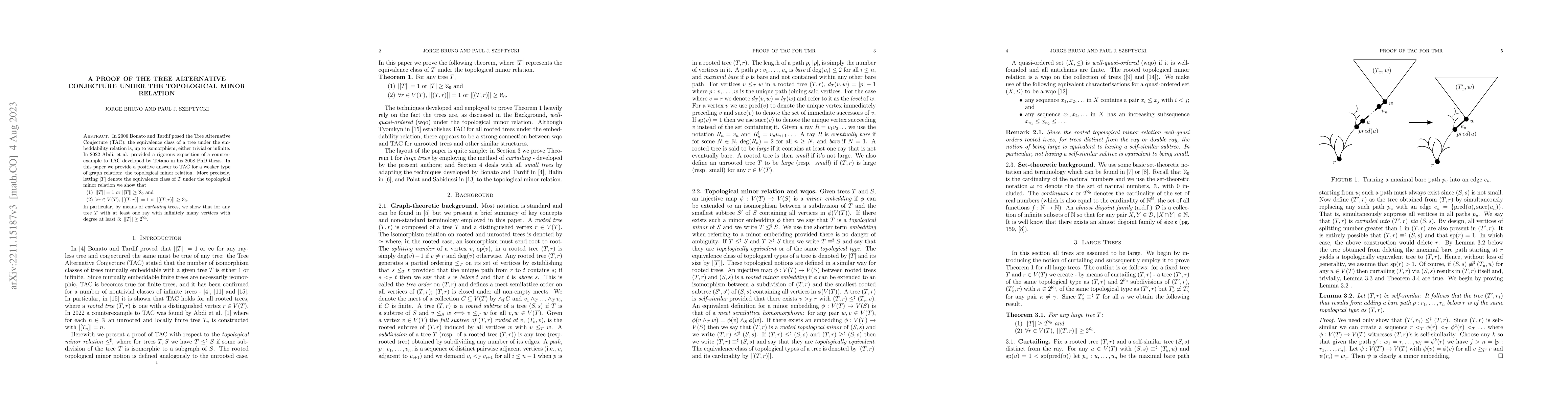 Thumbnail for A Proof of the Tree Alternative Conjecture Under the Topological Minor
  Relation