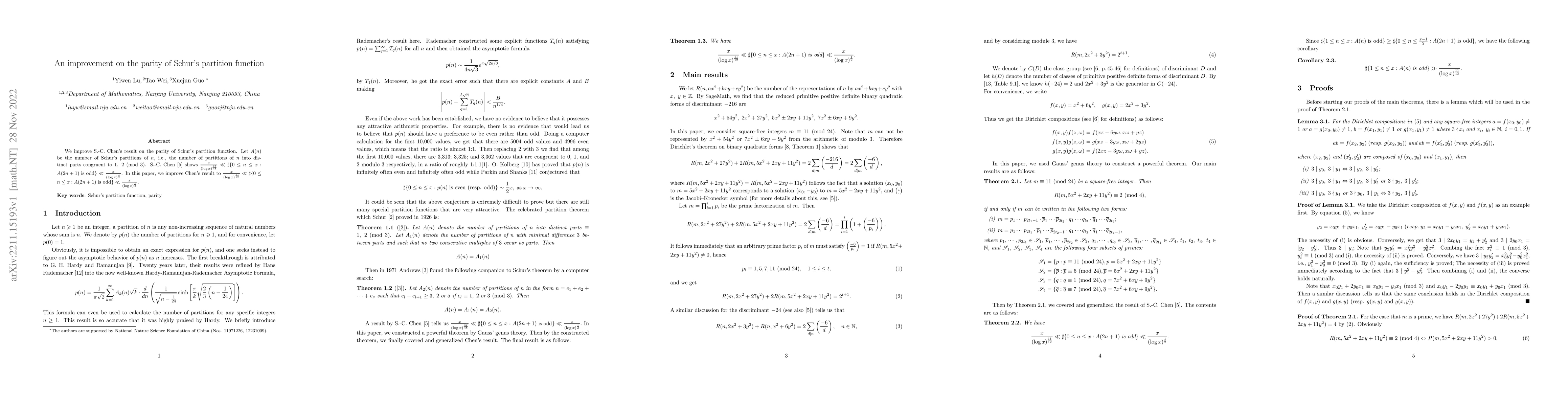 Thumbnail for An improvement on the parity of Schur's partition function