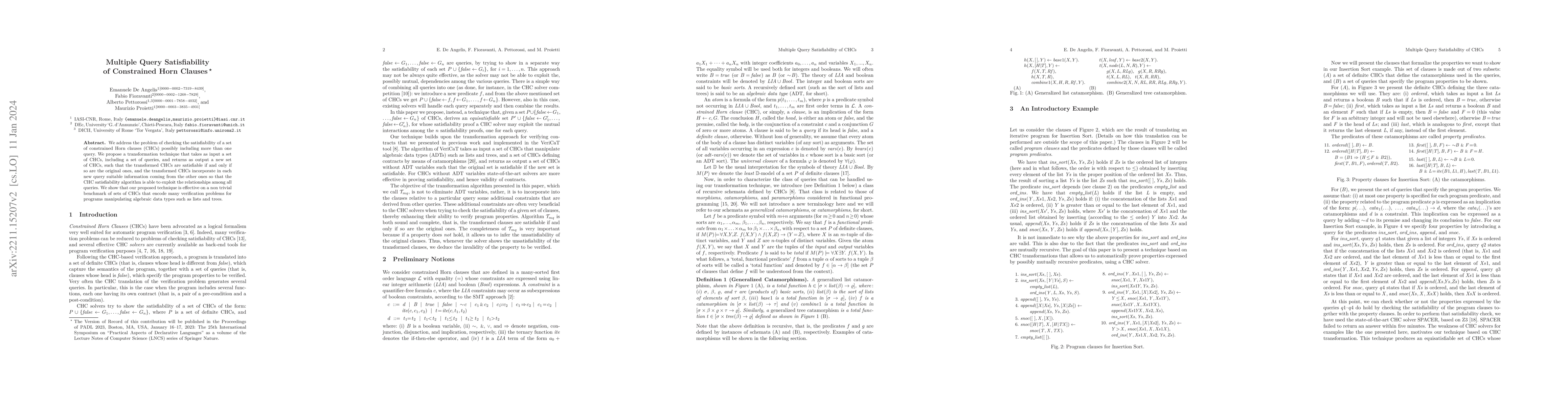 Thumbnail for Multiple Query Satisfiability of Constrained Horn Clauses