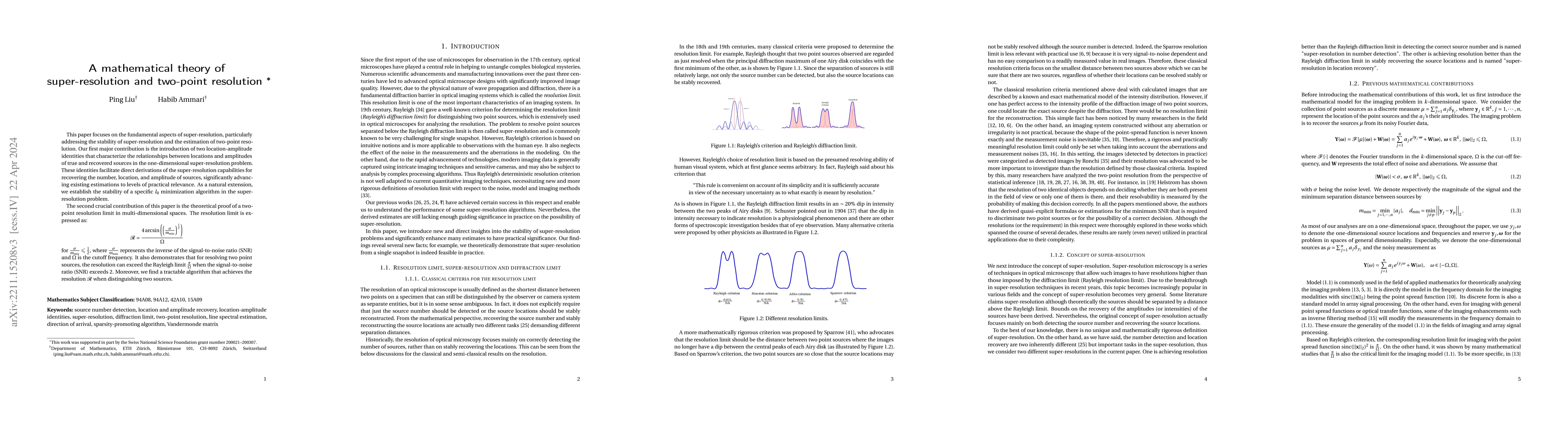Thumbnail for A mathematical theory of super-resolution and two-point resolution