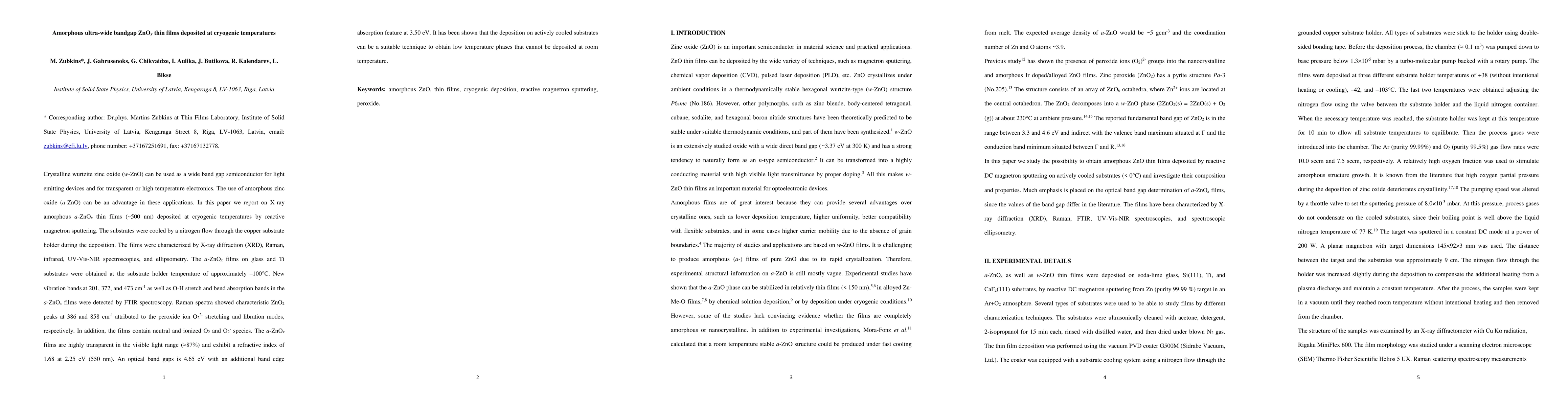 Thumbnail for Amorphous ultra-wide bandgap ZnOx thin films deposited at cryogenic
  temperatures