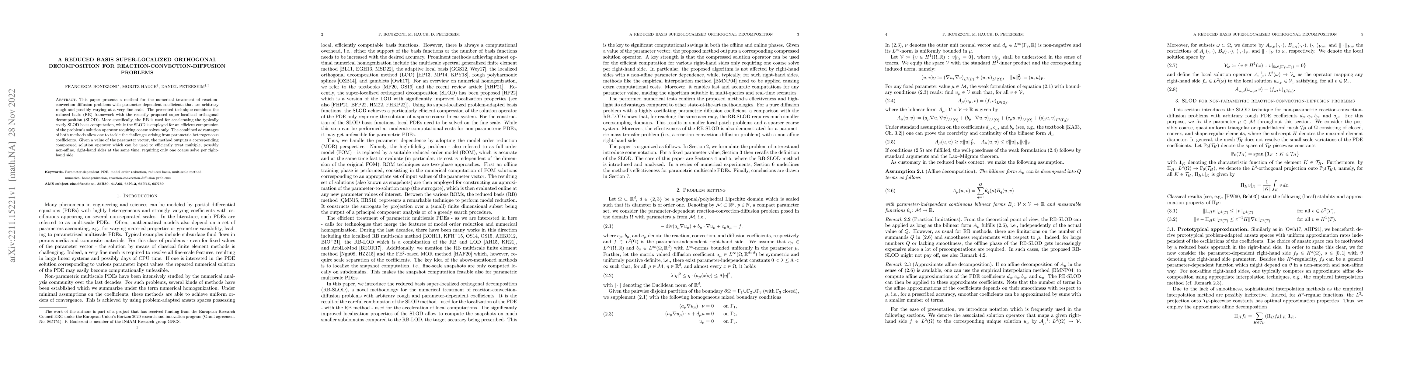 Thumbnail for A reduced basis super-localized orthogonal decomposition for
  reaction-convection-diffusion problems