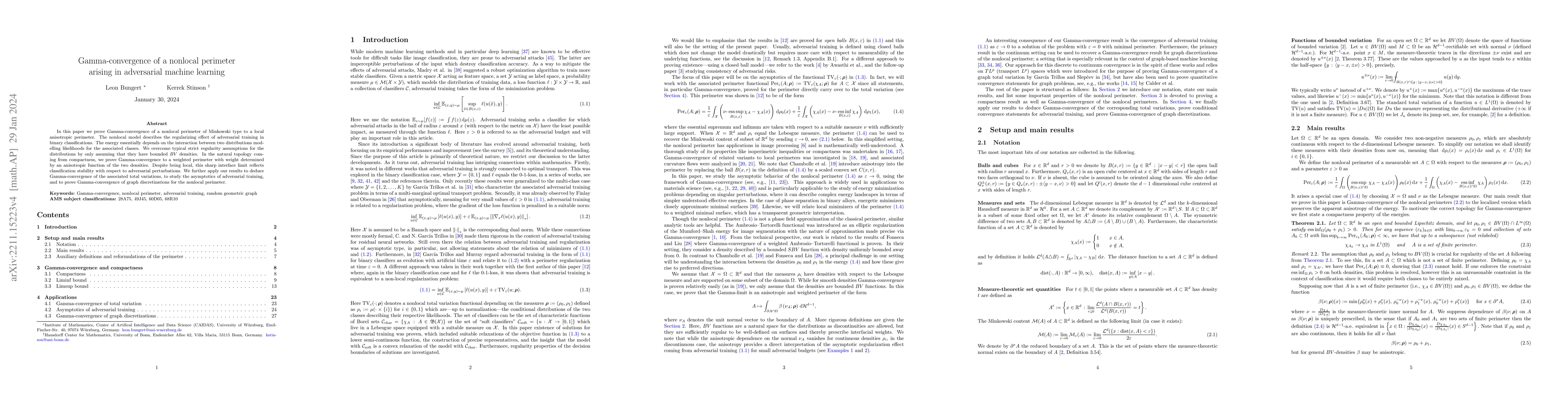 Thumbnail for Gamma-convergence of a nonlocal perimeter arising in adversarial machine
  learning