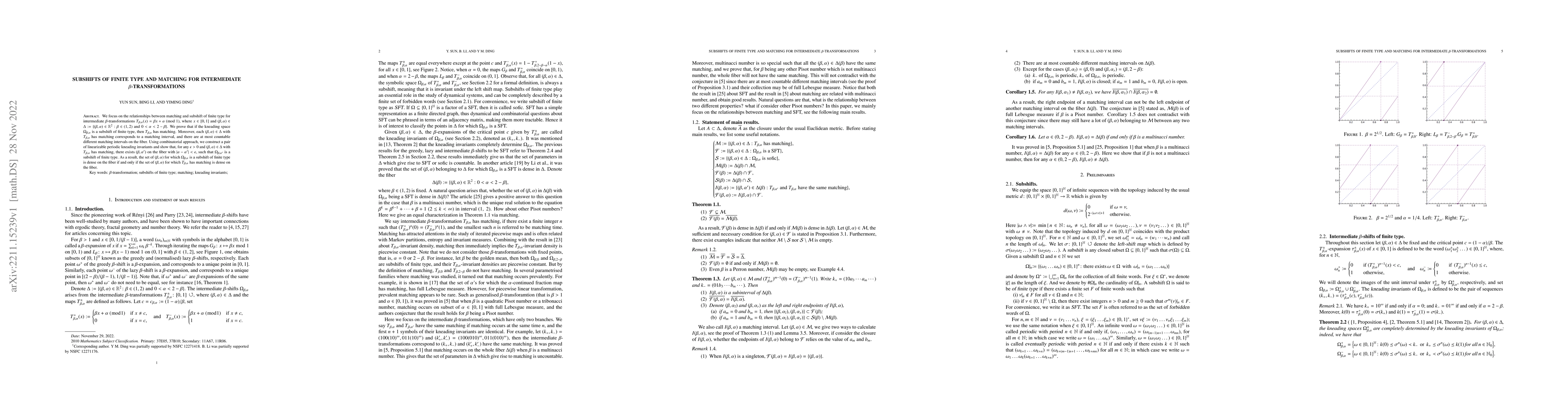 Thumbnail for Subshifts of finite type and matching for intermediate
  $\beta$-transformations