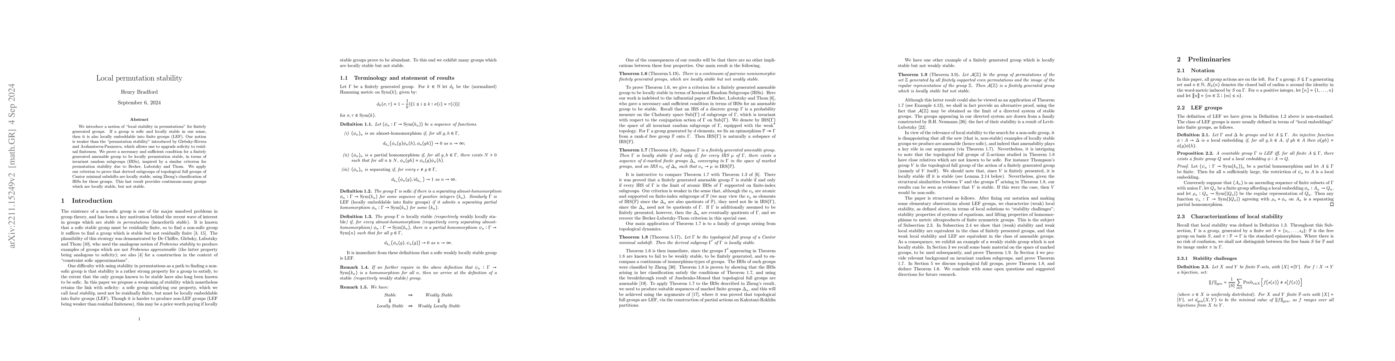Thumbnail for Local permutation stability