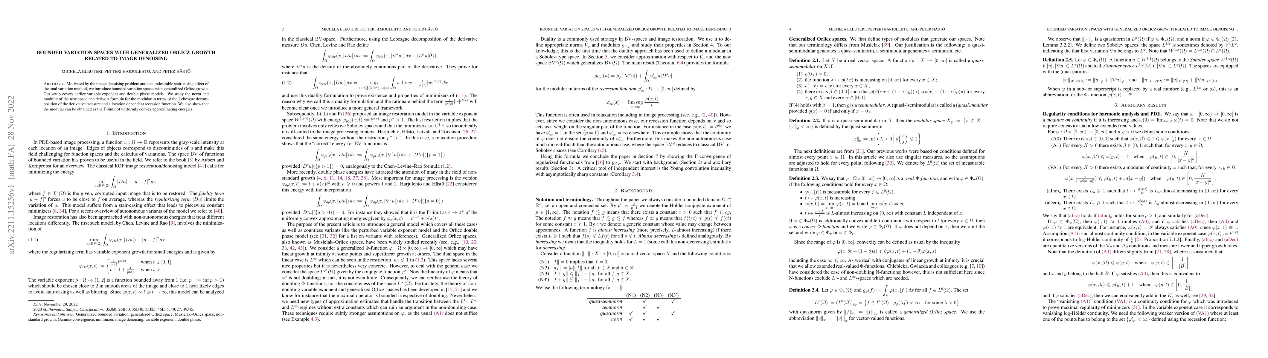 Thumbnail for Bounded variation spaces with generalized Orlicz growth related to image
  denoising