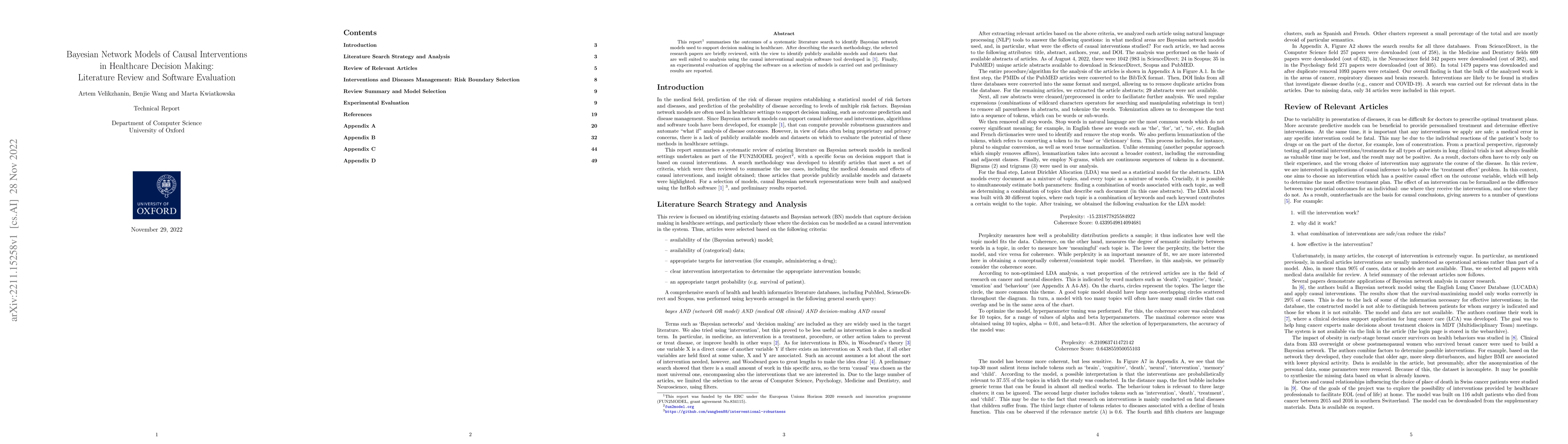 Thumbnail for Bayesian Network Models of Causal Interventions in Healthcare Decision
  Making: Literature Review and Software Evaluation