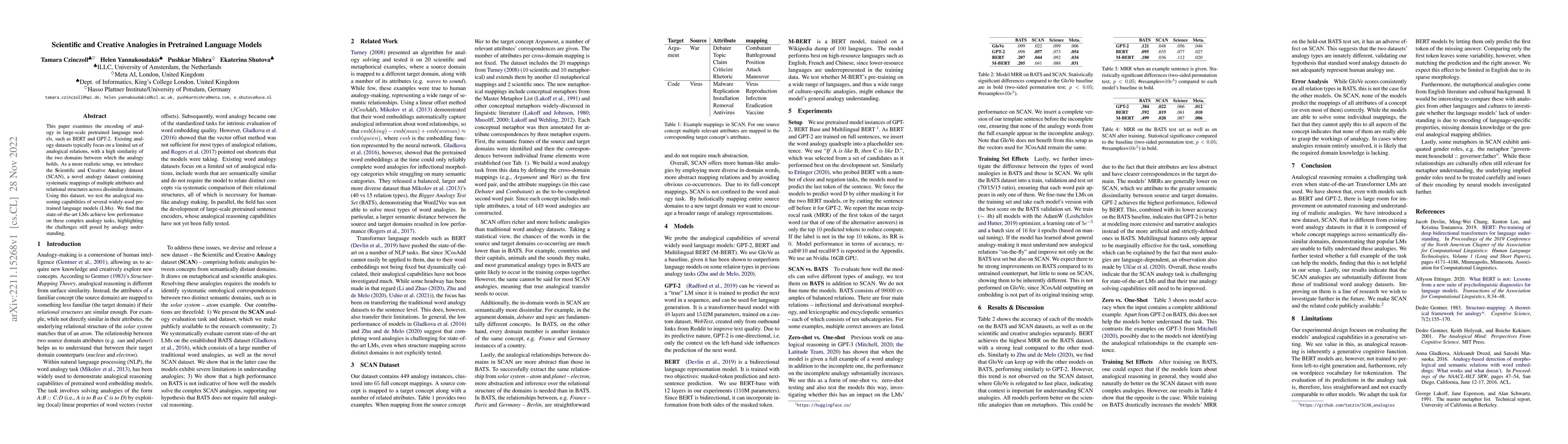 Thumbnail for Scientific and Creative Analogies in Pretrained Language Models
