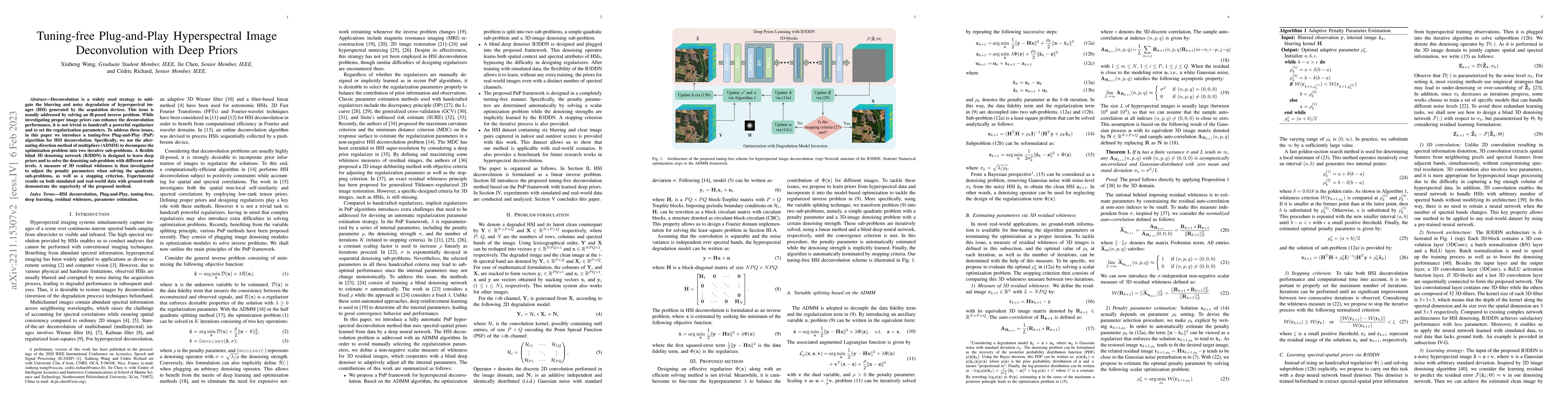 Thumbnail for Tuning-free Plug-and-Play Hyperspectral Image Deconvolution with Deep
  Priors