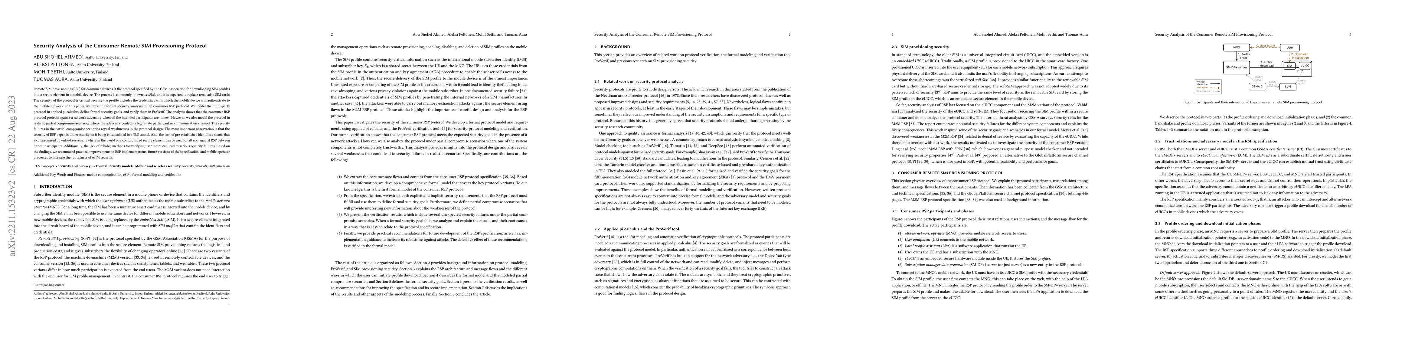 Thumbnail for Security Analysis of the Consumer Remote SIM Provisioning Protocol