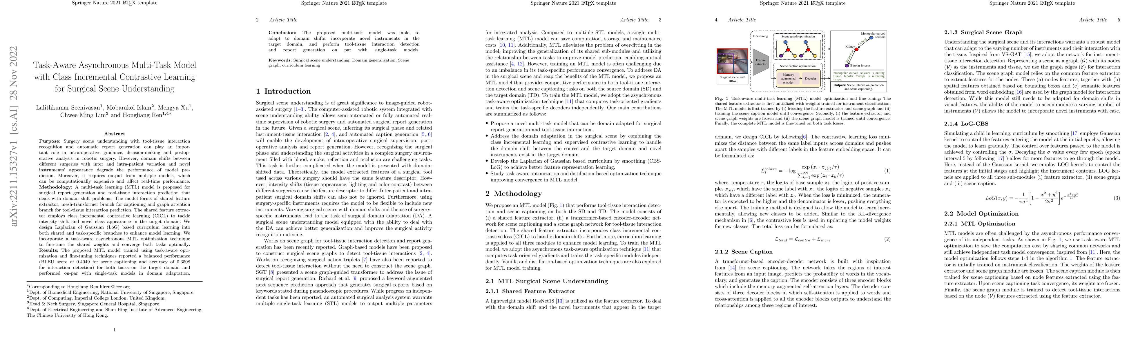 Thumbnail for Task-Aware Asynchronous Multi-Task Model with Class Incremental
  Contrastive Learning for Surgical Scene Understanding