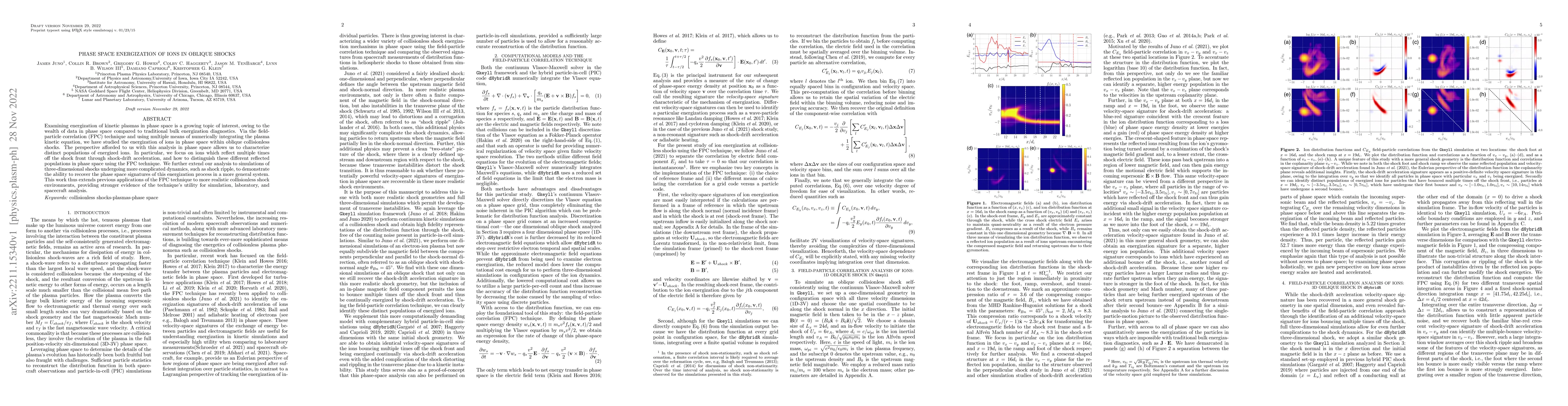 Thumbnail for Phase Space Energization of Ions in Oblique Shocks