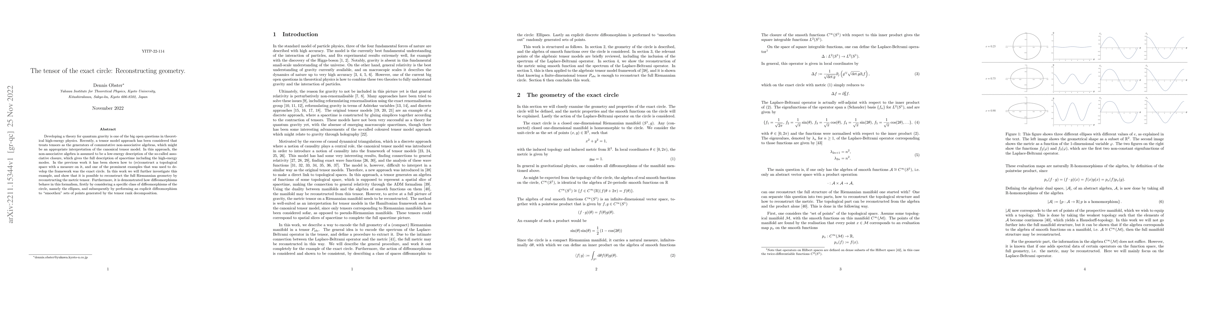 Thumbnail for The tensor of the exact circle: Reconstructing geometry