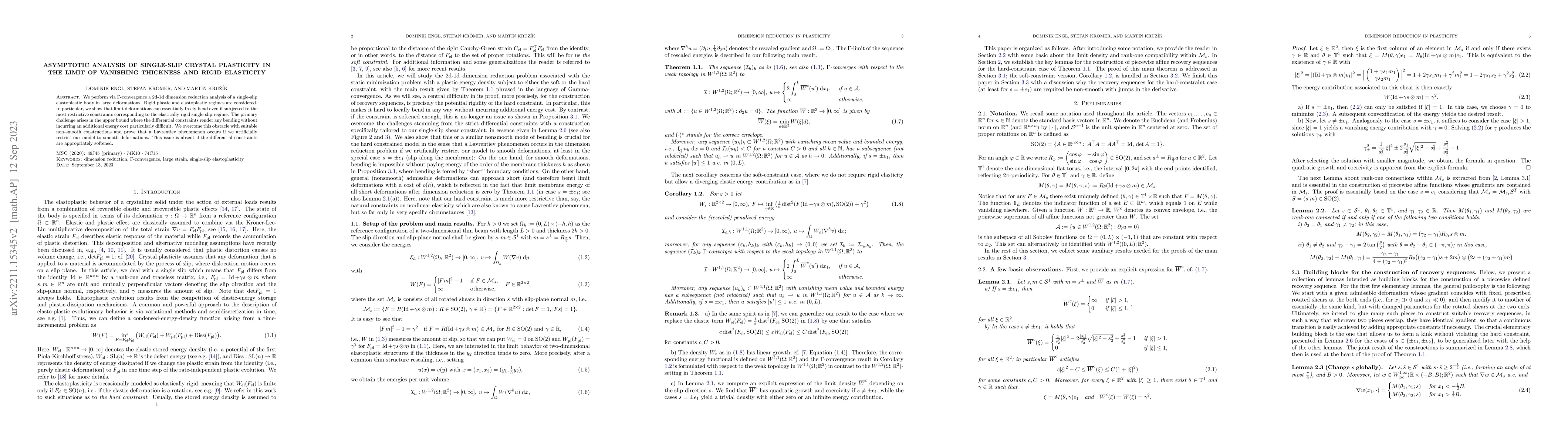 Thumbnail for Asymptotic analysis of single-slip crystal plasticity in the limit of
  vanishing thickness and rigid elasticity