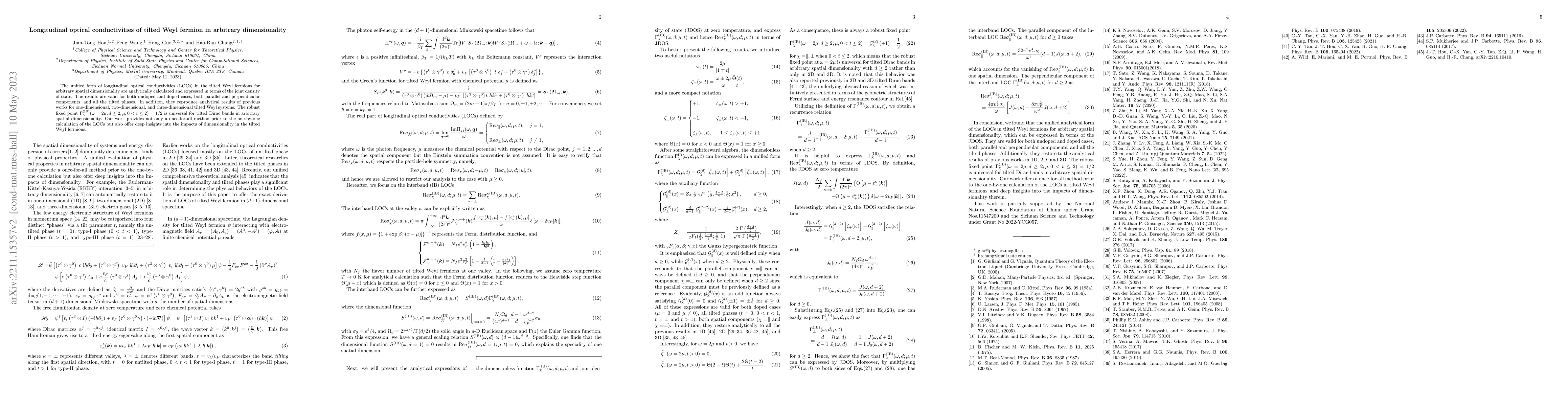 Thumbnail for Longitudinal optical conductivities of tilted Weyl fermions in arbitrary
  dimensionality