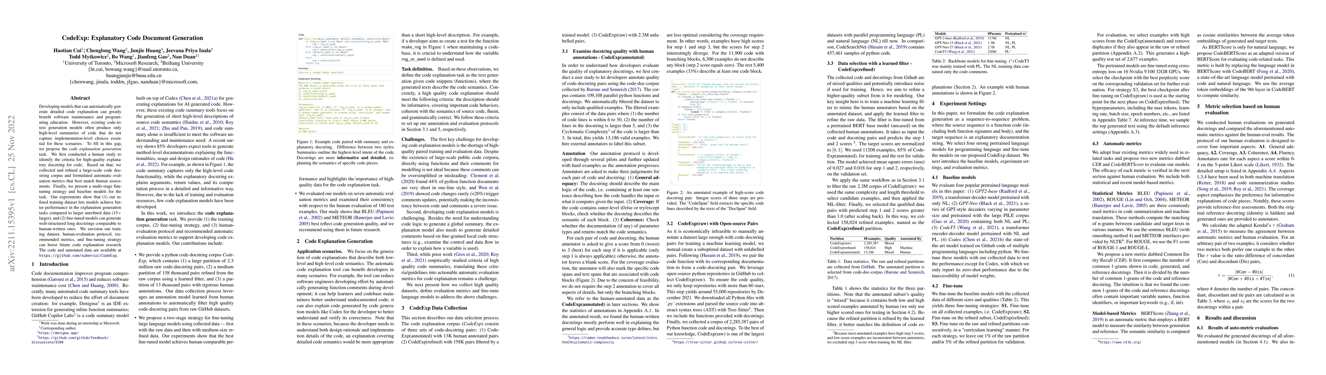 Thumbnail for CodeExp: Explanatory Code Document Generation