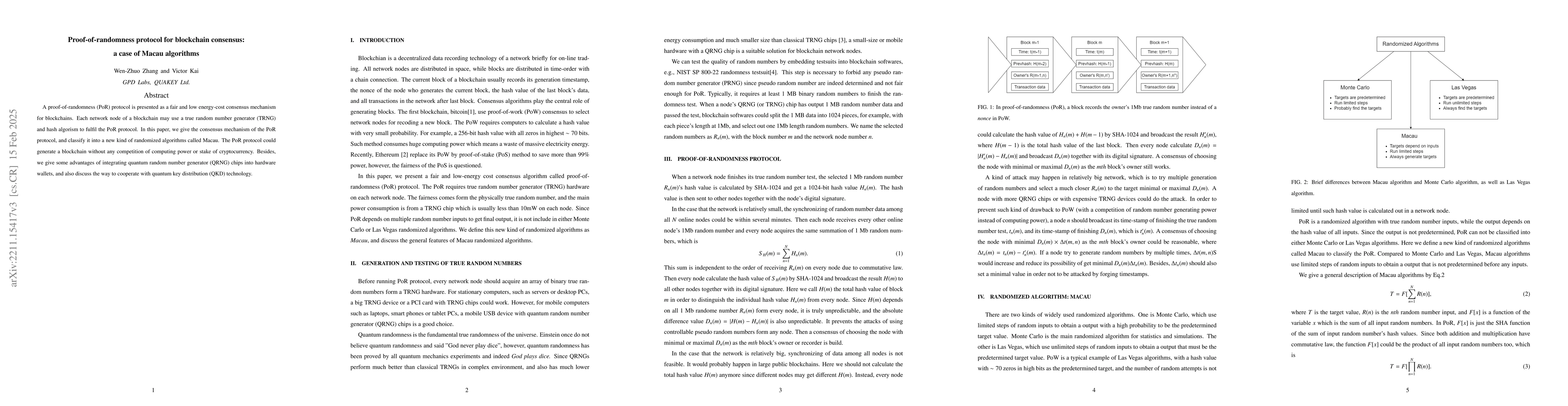Thumbnail for Proof-of-randomness protocol for blockchain consensus: a case of Macau
  algorithms