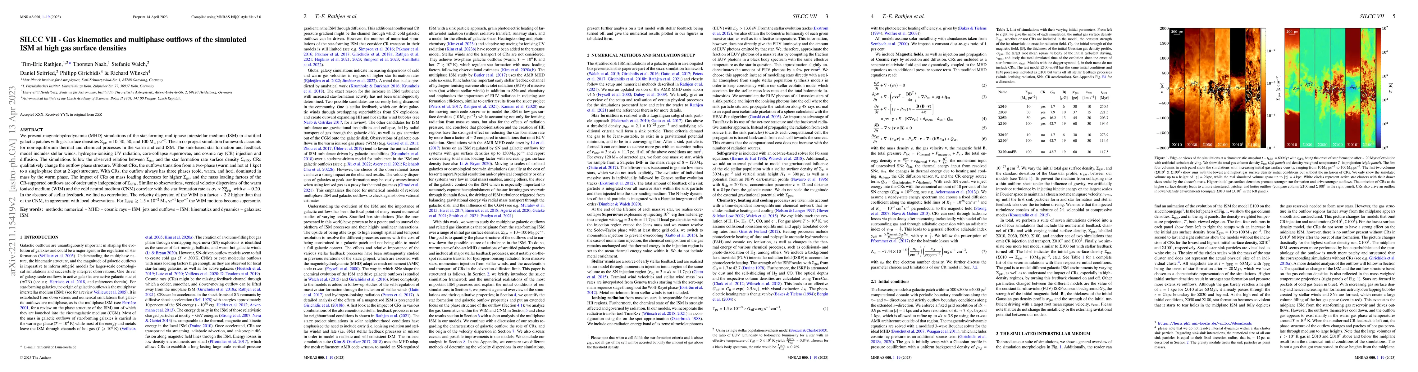 Thumbnail for SILCC VII -- Gas kinematics and multiphase outflows of the simulated ISM
  at high gas surface densities