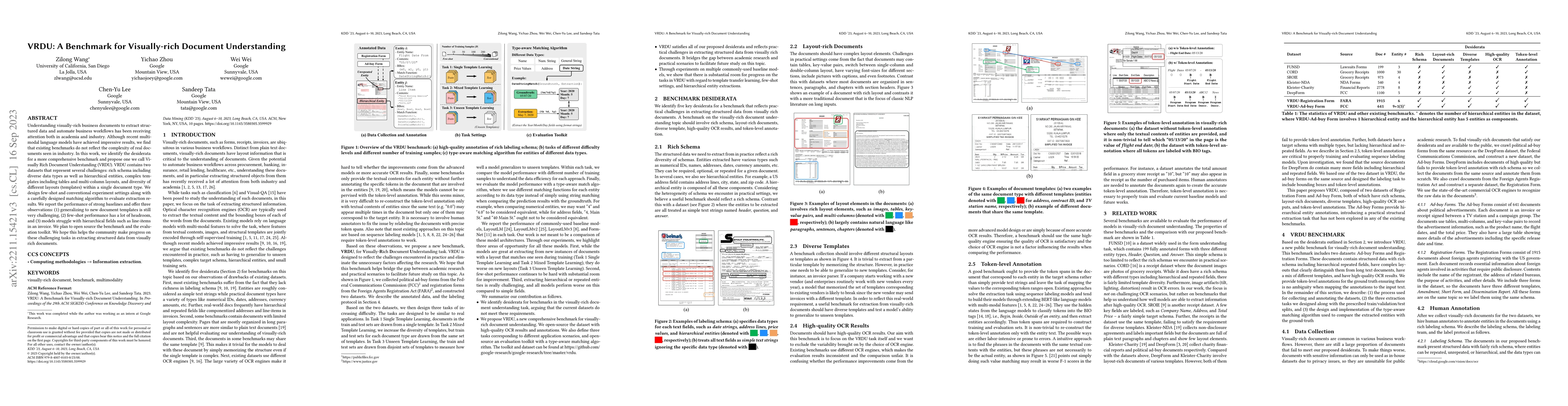 Thumbnail for VRDU: A Benchmark for Visually-rich Document Understanding