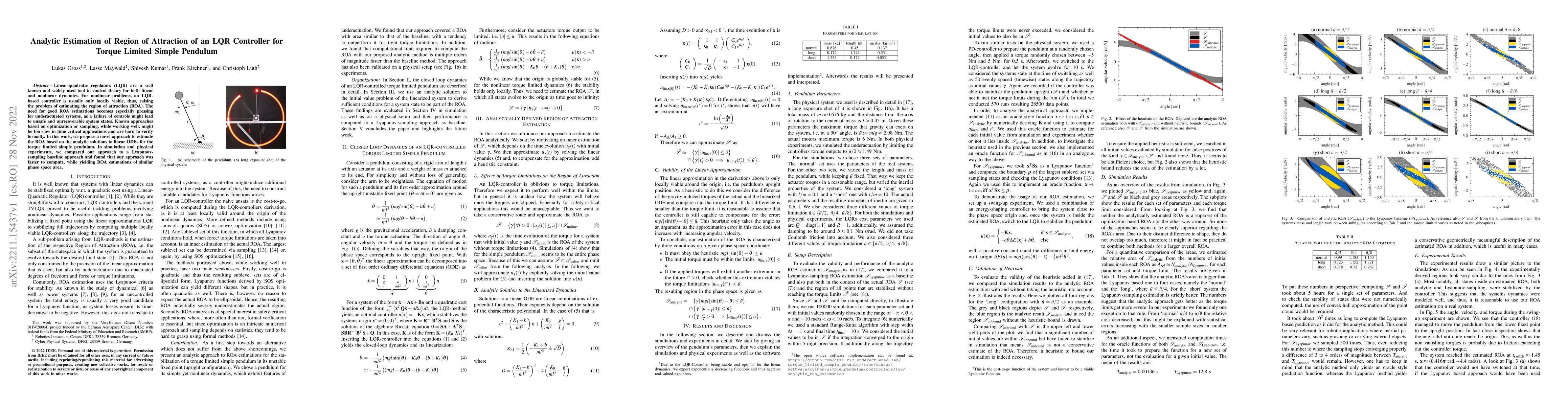 Thumbnail for Analytic Estimation of Region of Attraction of an LQR Controller for
  Torque Limited Simple Pendulum