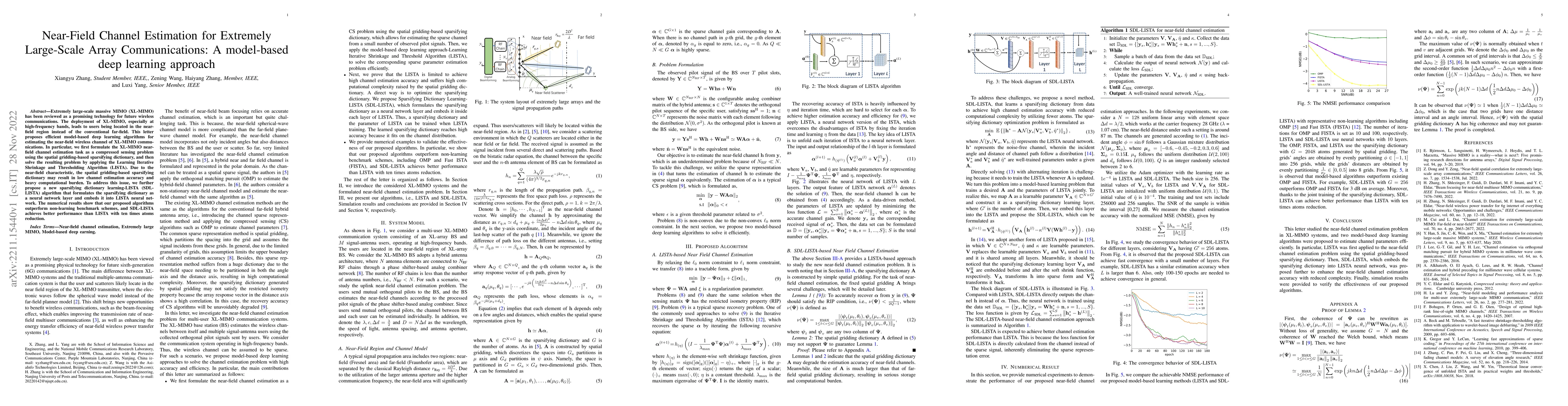 Thumbnail for Near-Field Channel Estimation for Extremely Large-Scale Array
  Communications: A model-based deep learning approach