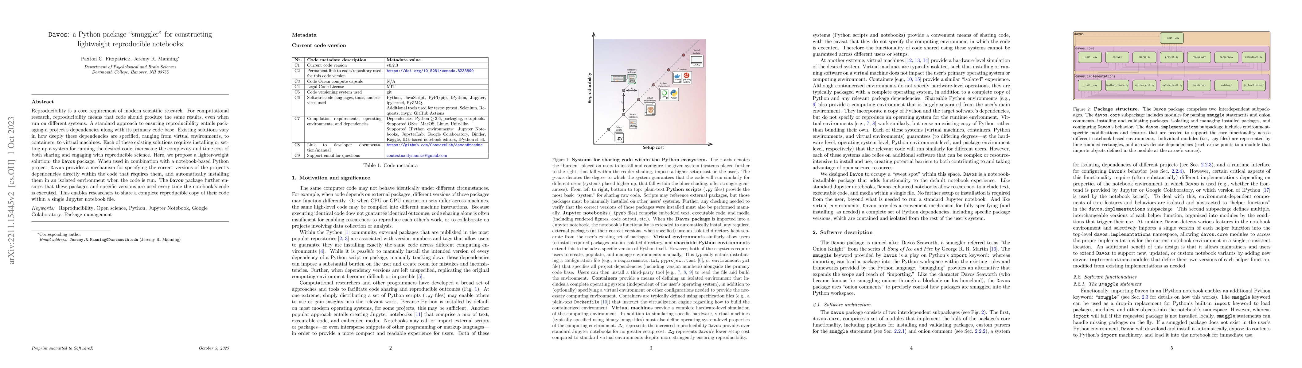 Thumbnail for $\texttt{Davos}$: a Python "smuggler" for constructing lightweight
  reproducible notebooks