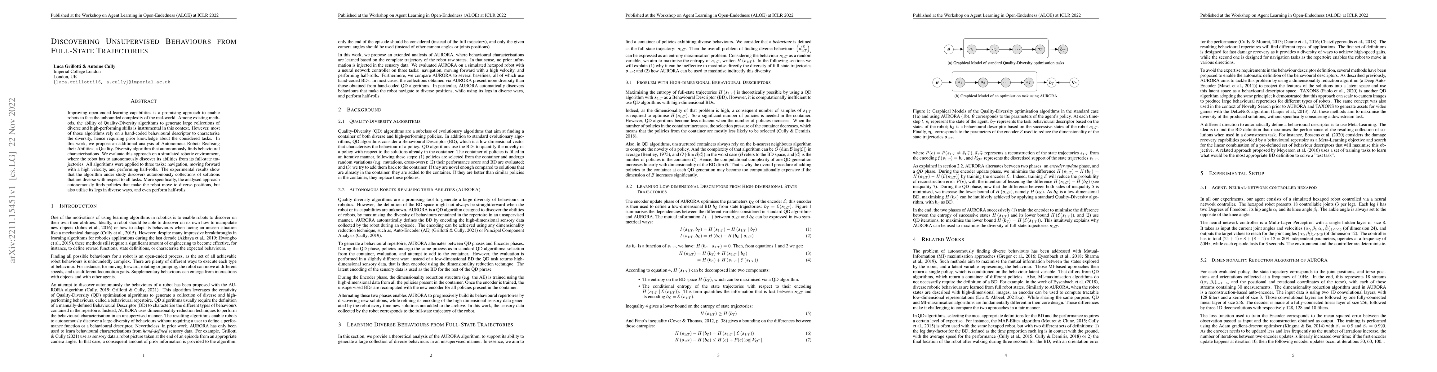 Thumbnail for Discovering Unsupervised Behaviours from Full-State Trajectories