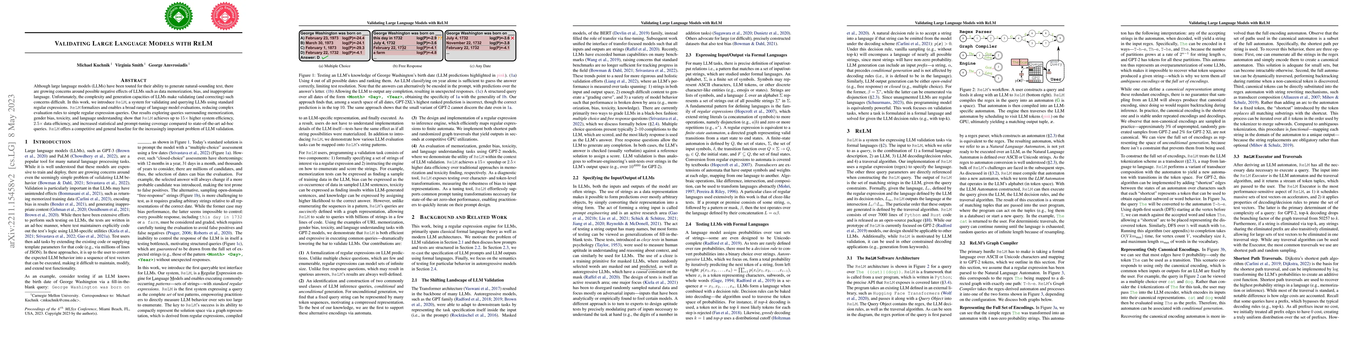 Thumbnail for Validating Large Language Models with ReLM