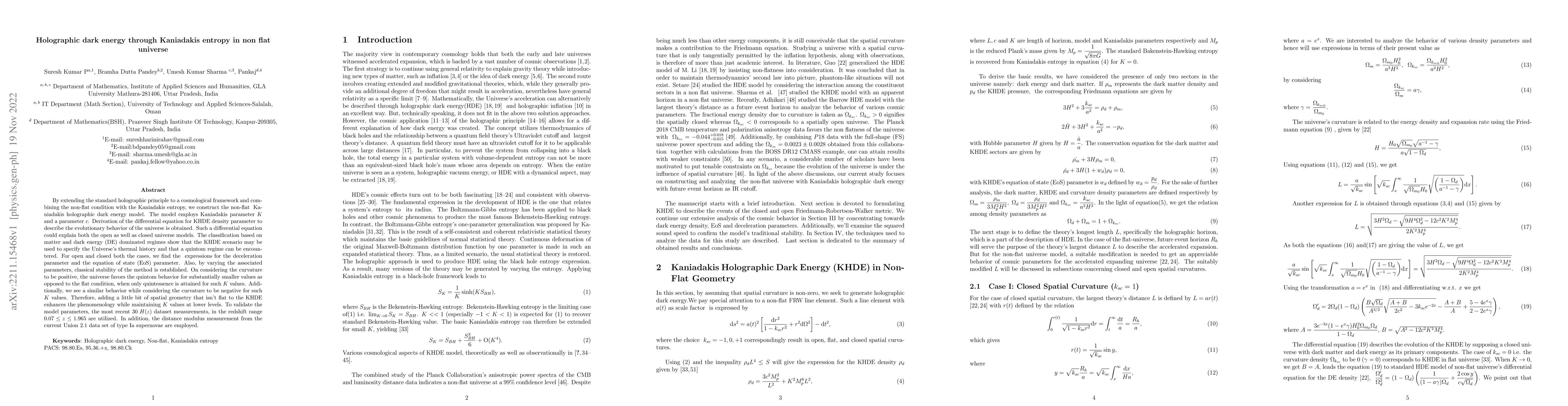 Thumbnail for Holographic dark energy through Kaniadakis entropy in non flat universe