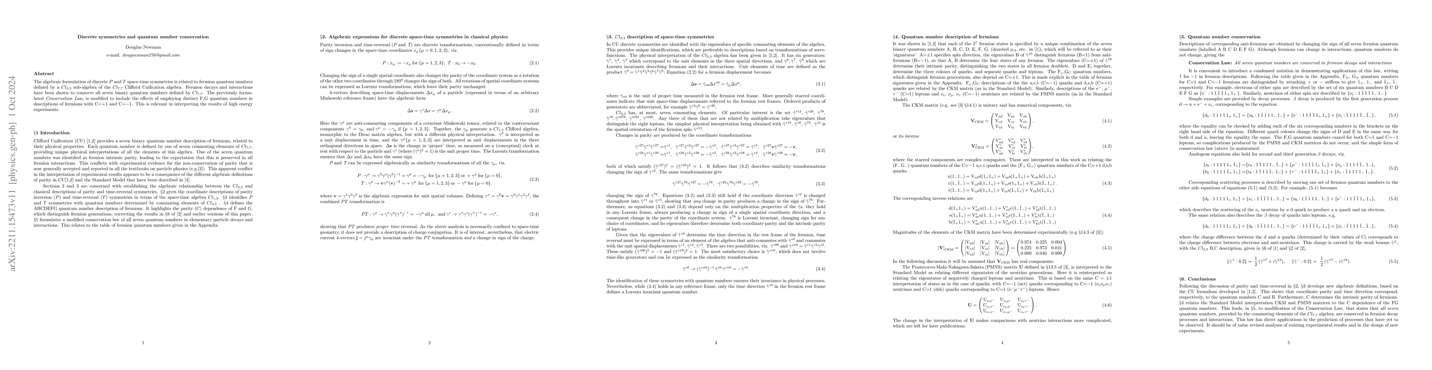 Thumbnail for Discrete symmetries and quantum number conservation