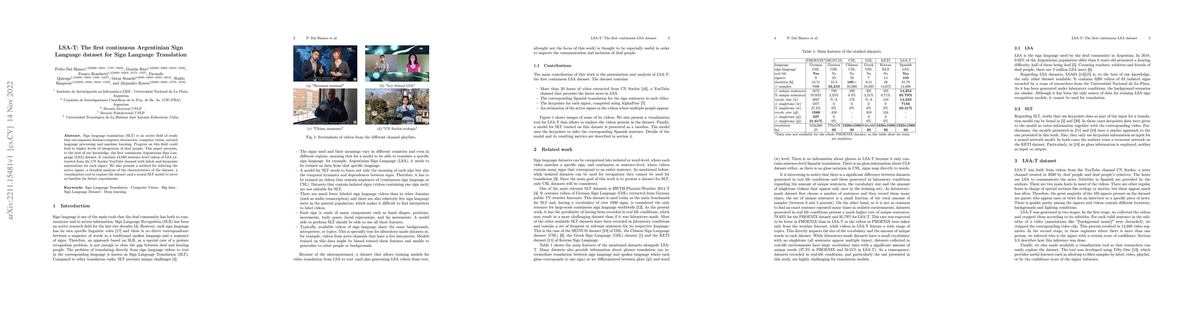 Thumbnail for LSA-T: The first continuous Argentinian Sign Language dataset for Sign
  Language Translation