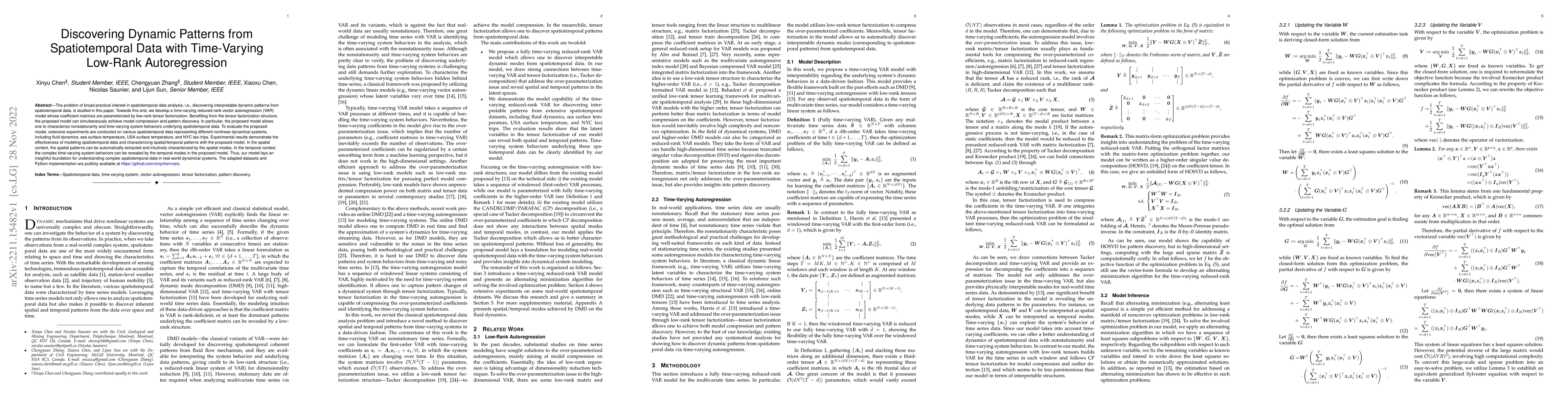 Thumbnail for Discovering Dynamic Patterns from Spatiotemporal Data with Time-Varying
  Low-Rank Autoregression
