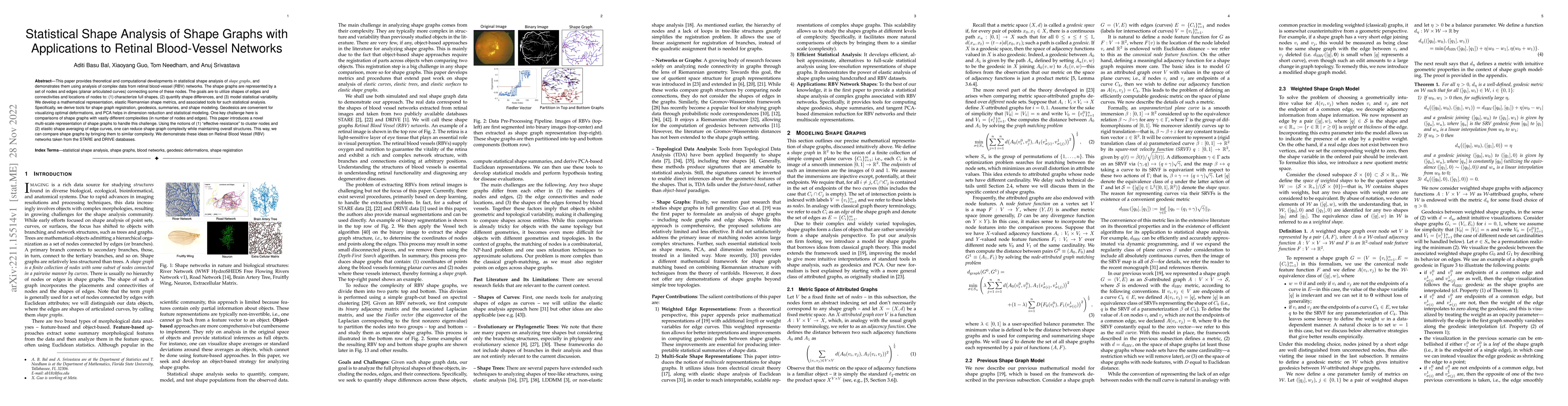 Thumbnail for Statistical Shape Analysis of Shape Graphs with Applications to Retinal
  Blood-Vessel Networks