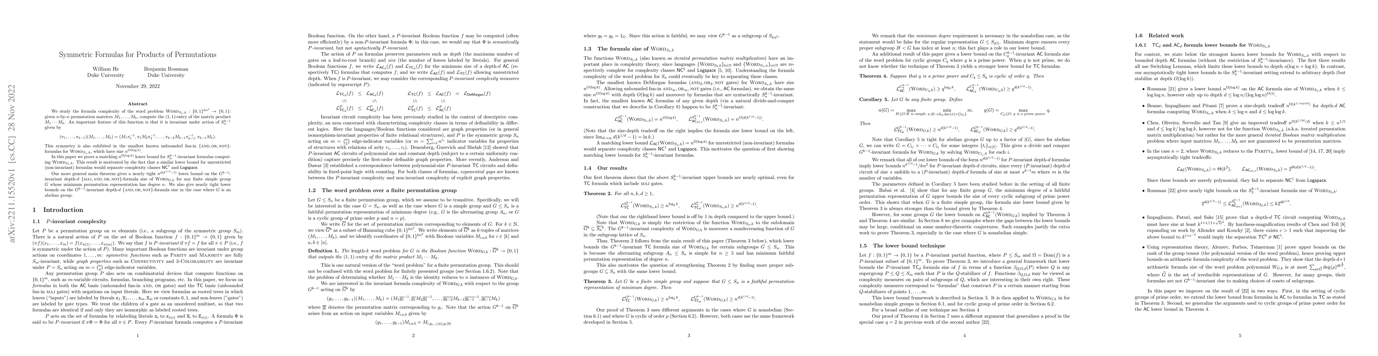 Thumbnail for Symmetric Formulas for Products of Permutations