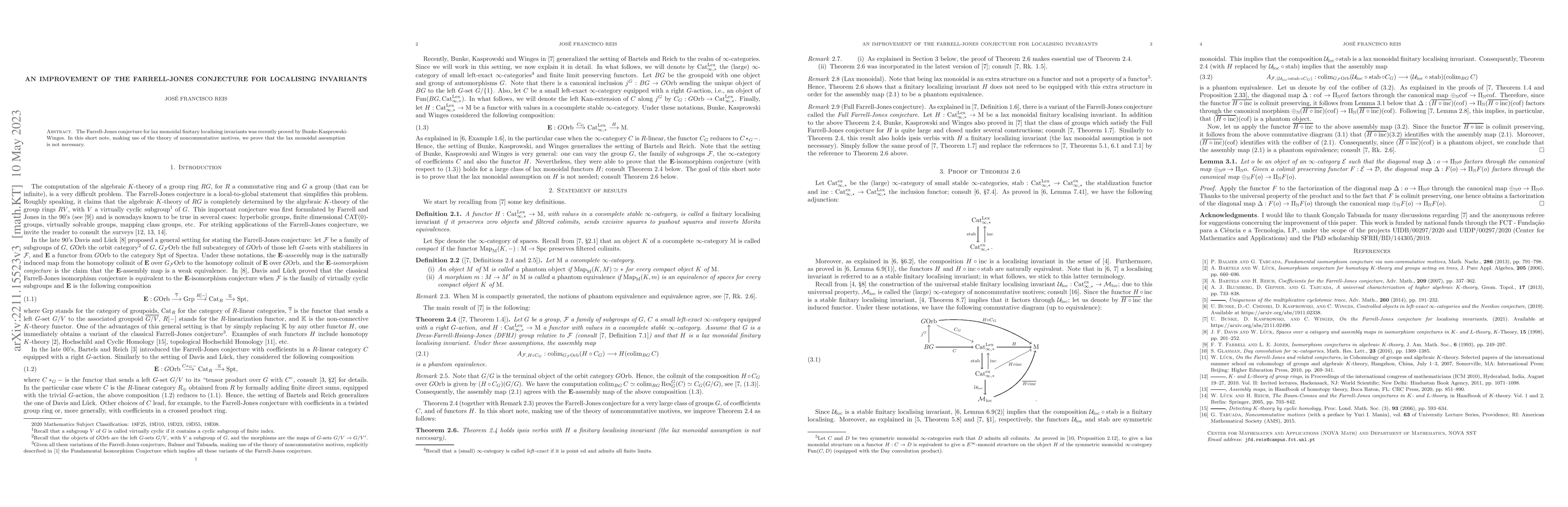 Thumbnail for An improvement of the Farrell-Jones conjecture for localising invariants