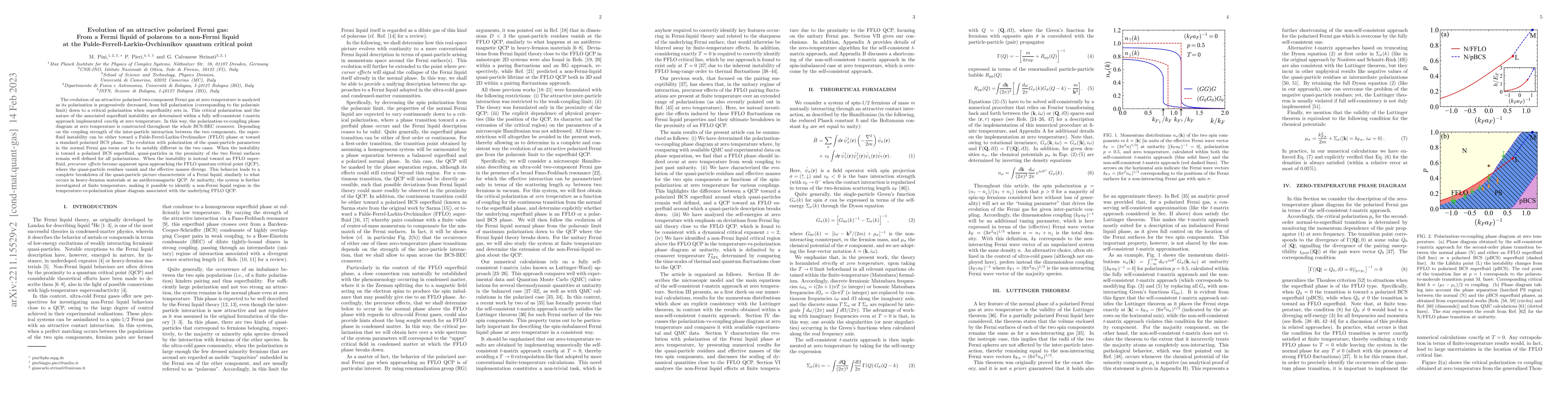 Thumbnail for Evolution of an attractive polarized Fermi gas: From a Fermi liquid of
  polarons to a non-Fermi liquid at the Fulde-Ferrell-Larkin-Ovchinnikov
  quantum critical point