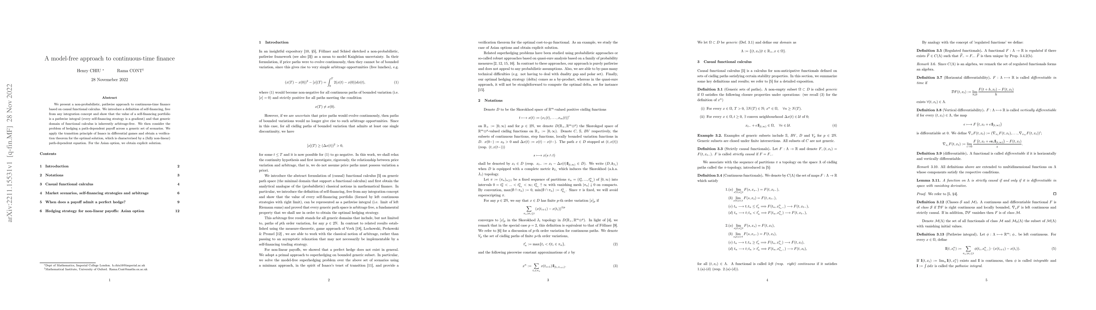 Thumbnail for A model-free approach to continuous-time finance