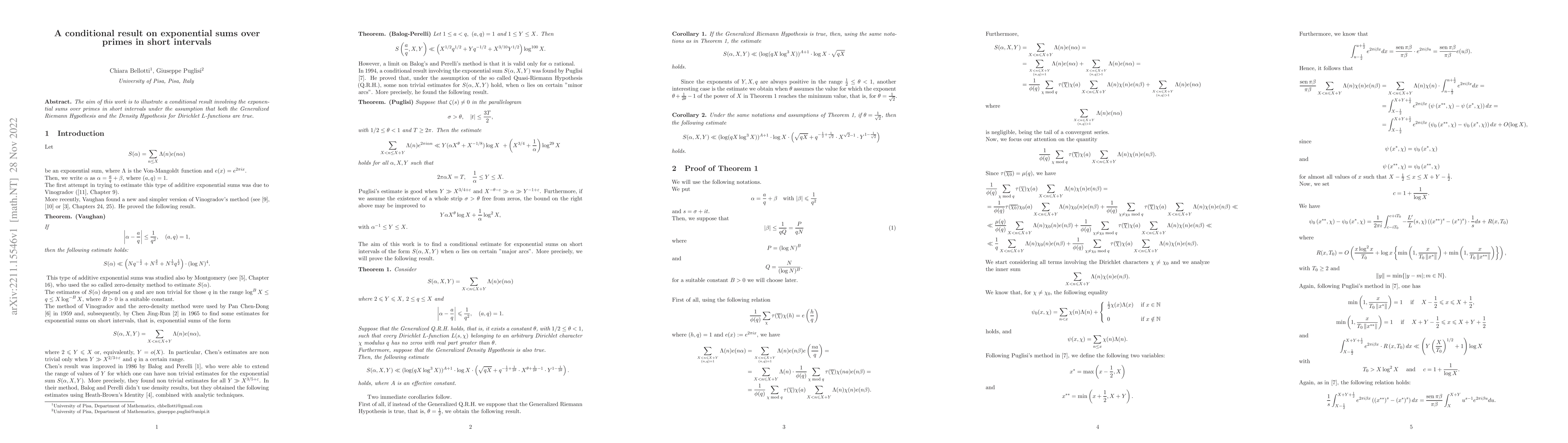 Thumbnail for A conditional result on exponential sums over primes in short intervals