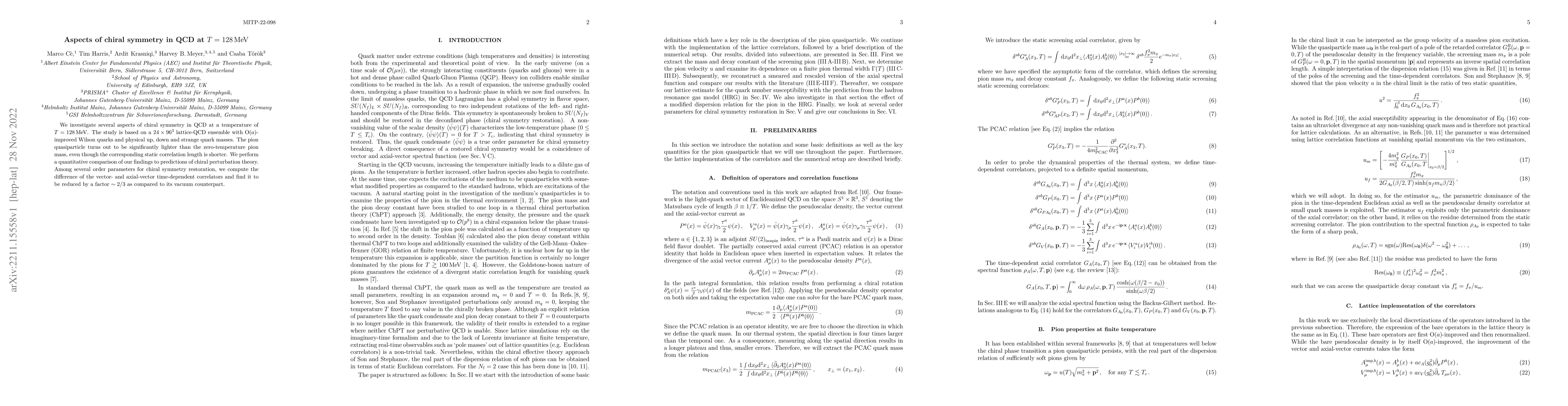 Thumbnail for Aspects of chiral symmetry in QCD at T = 128 MeV