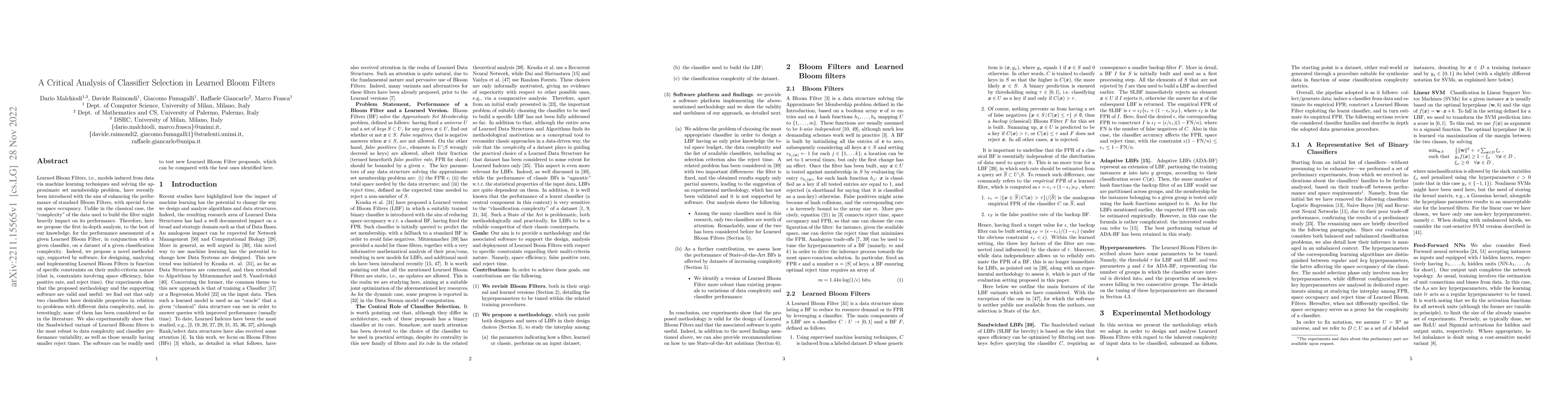 Thumbnail for A Critical Analysis of Classifier Selection in Learned Bloom Filters